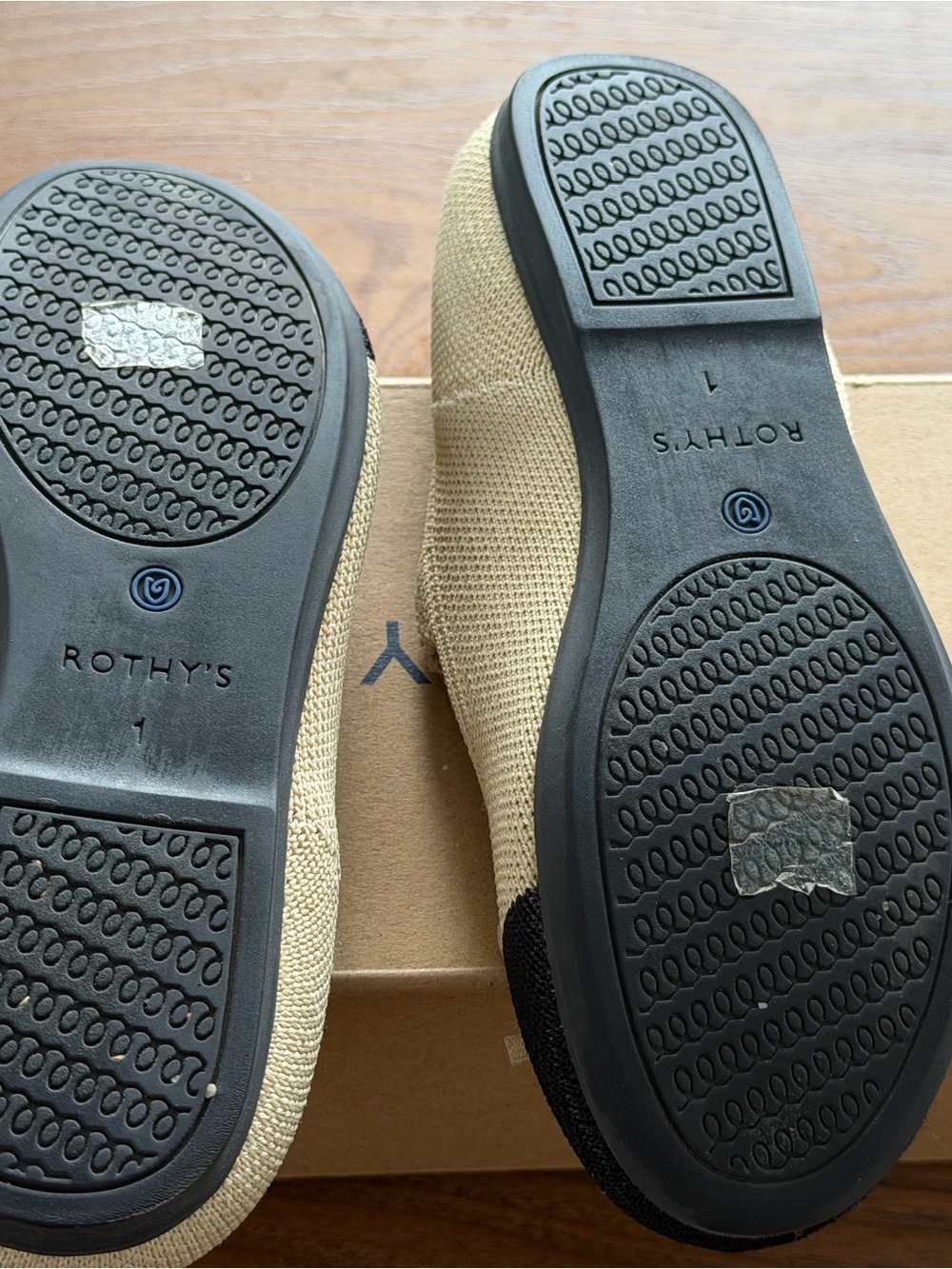 Rothy's Beige Knit Flats with Black Toe Accent - Picture 5 of 5